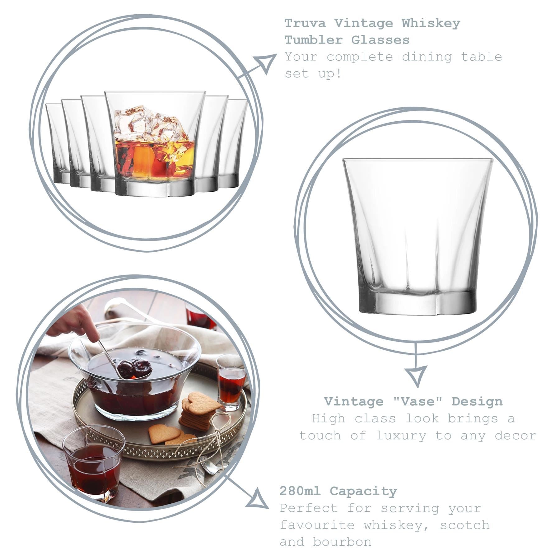 280ml Truva Whisky Glasses - Pack of Six