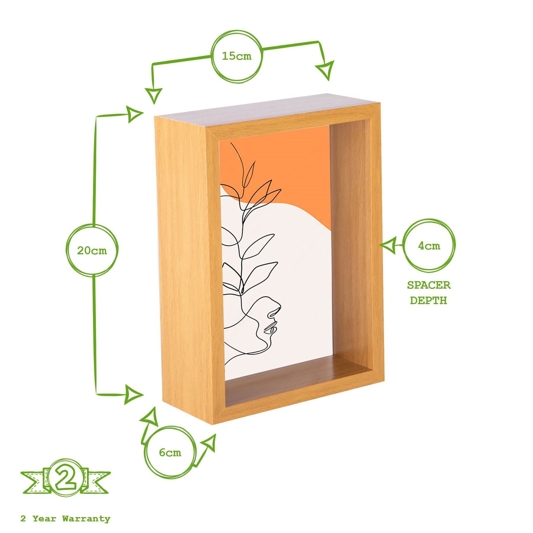 5" x 7" Medium Wood 3D Deep Box Photo Frame