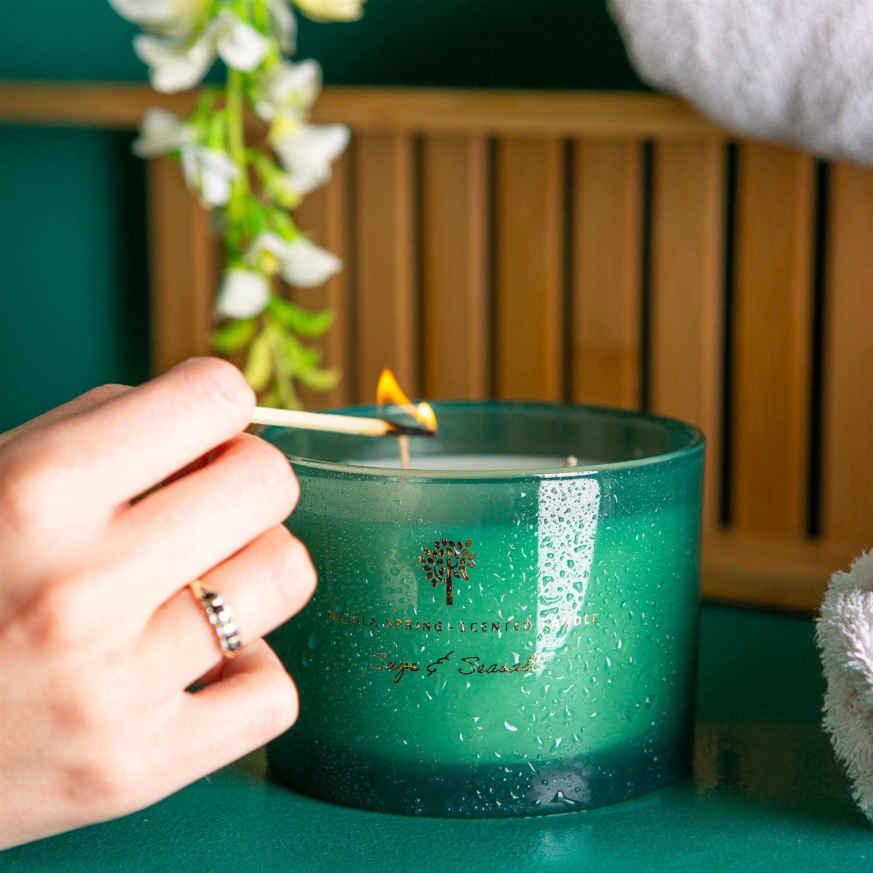 350g Double Wick Sage & Seasalt Scented Soy Wax Candle
