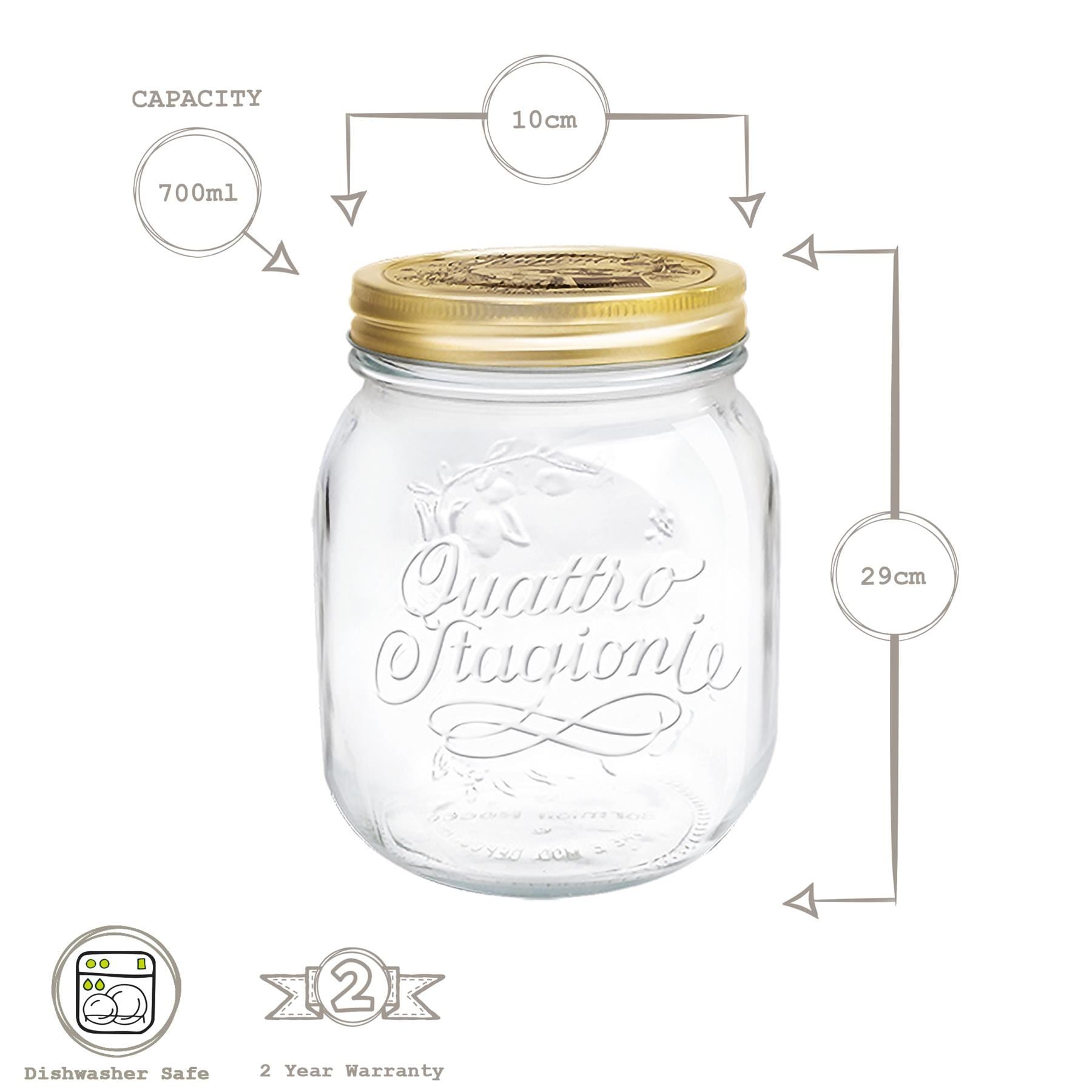 700ml Quattro Stagioni Glass Food Preserving Jar