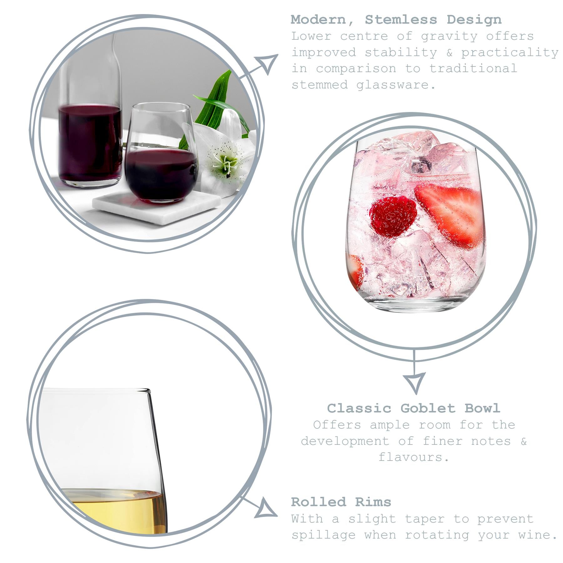 12pc Gaia Stemless Red & White Wine Stemware Set
