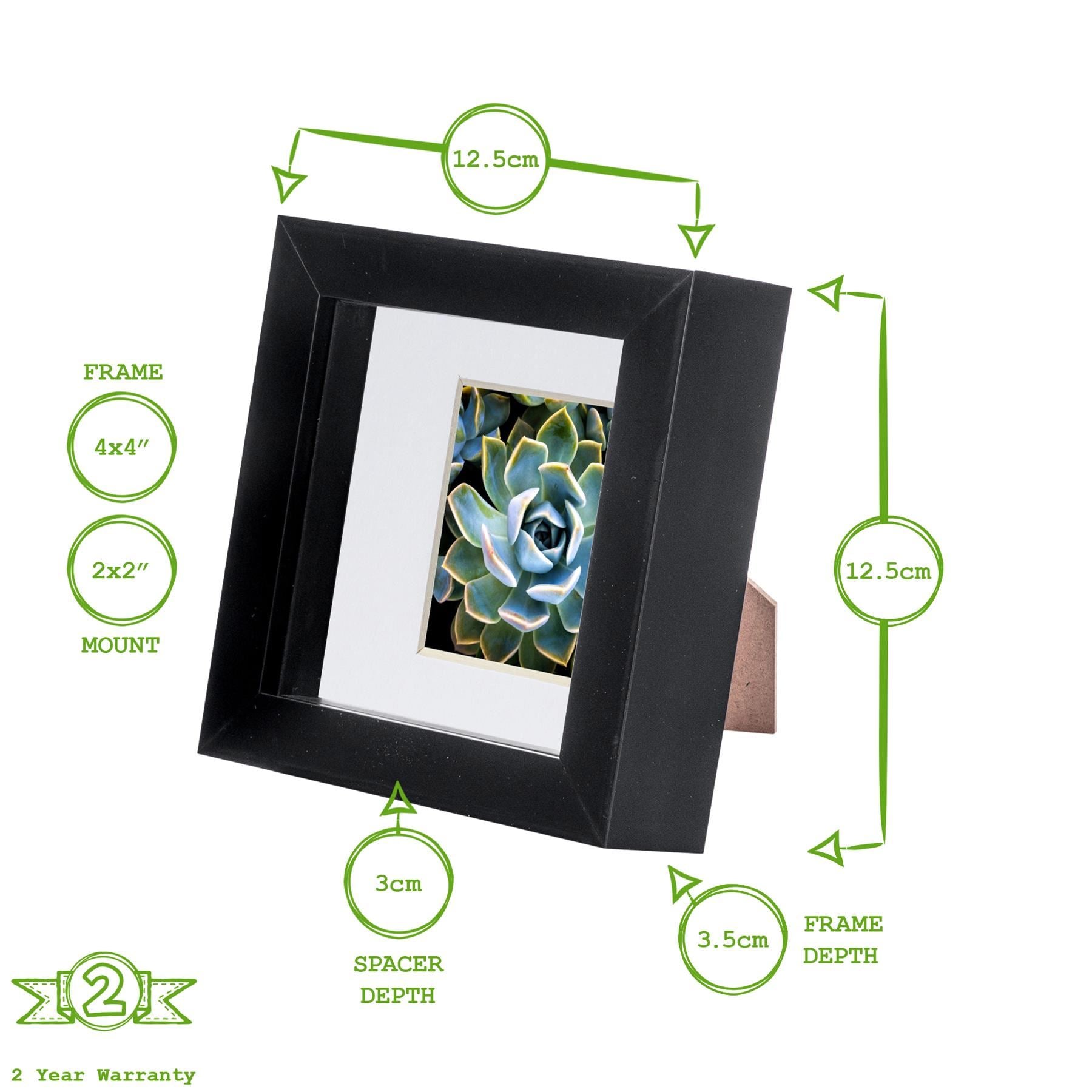 4" x 4" Light Wood 3D Box Photo Frame with 2" x 2" Mount