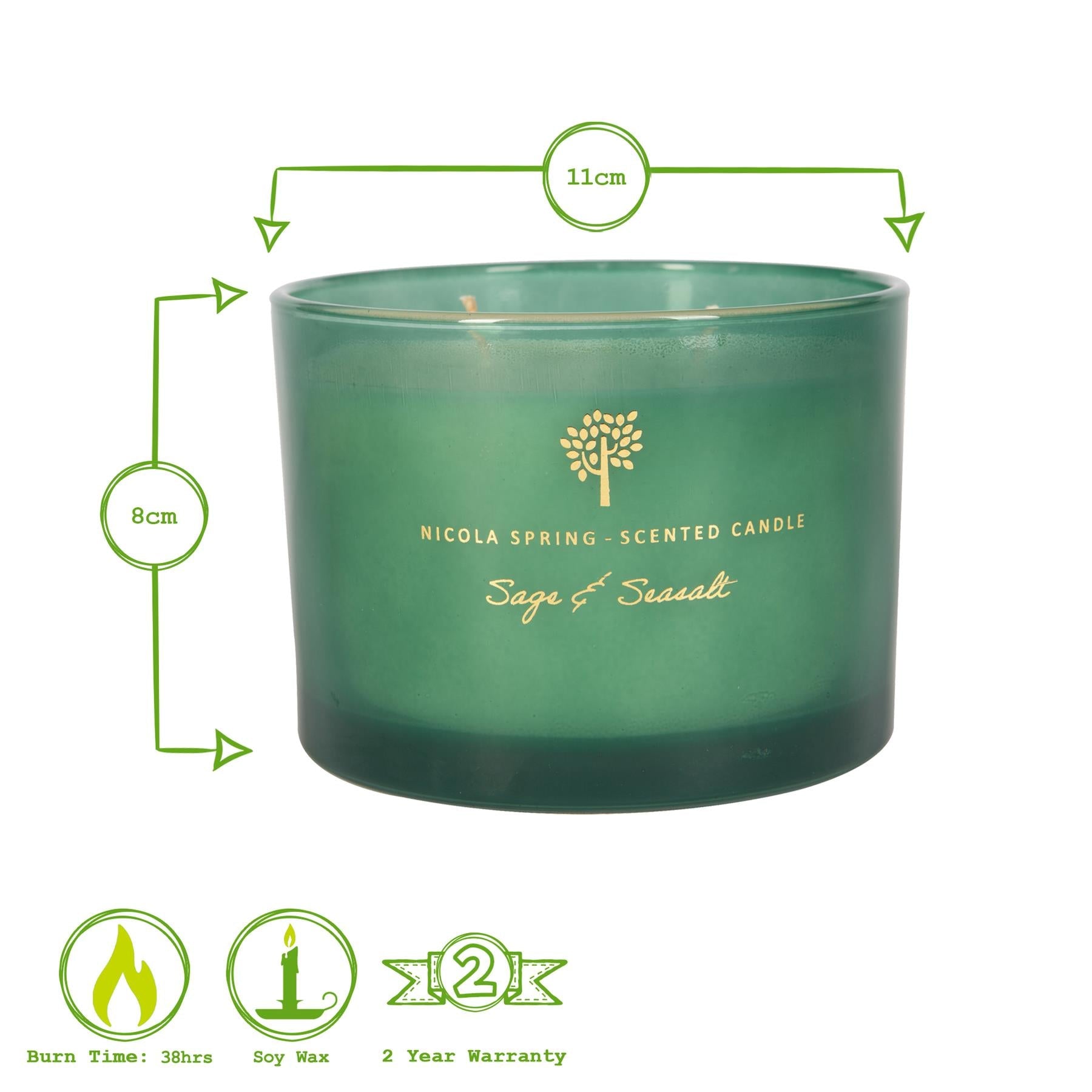 350g Double Wick Sage & Seasalt Scented Soy Wax Candle