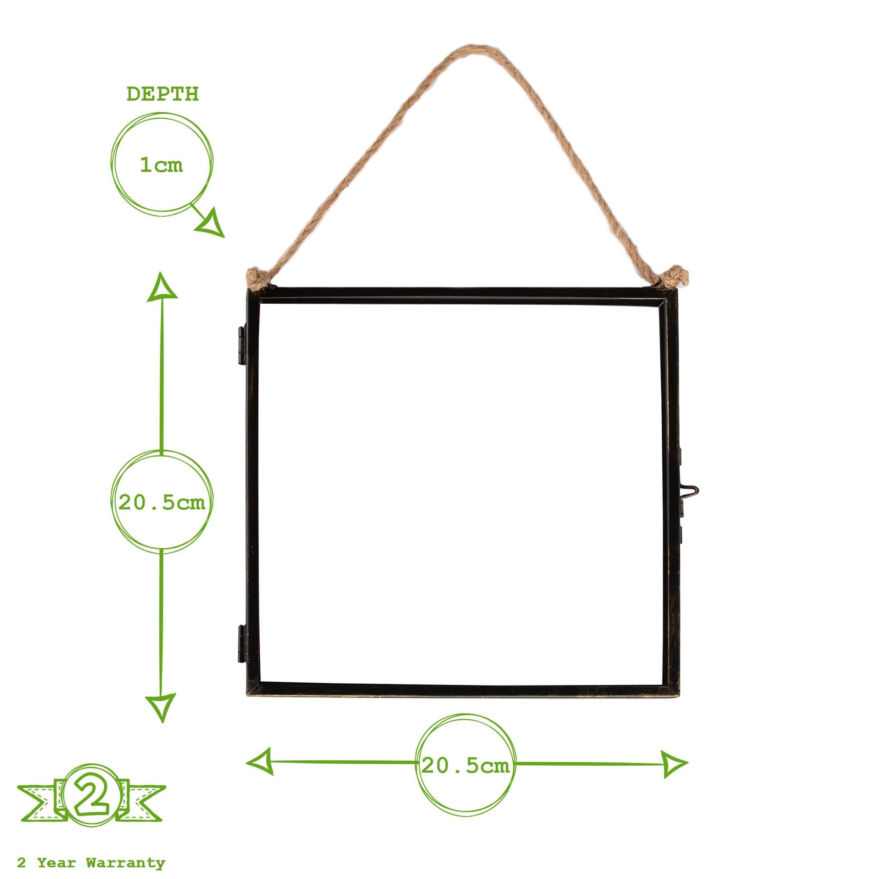 8" x 8" Glass Hanging Photo Frame