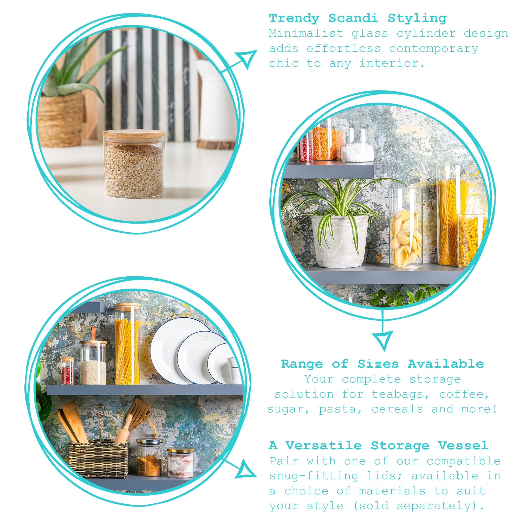 1L Scandi Storage Jars - Pack of Three