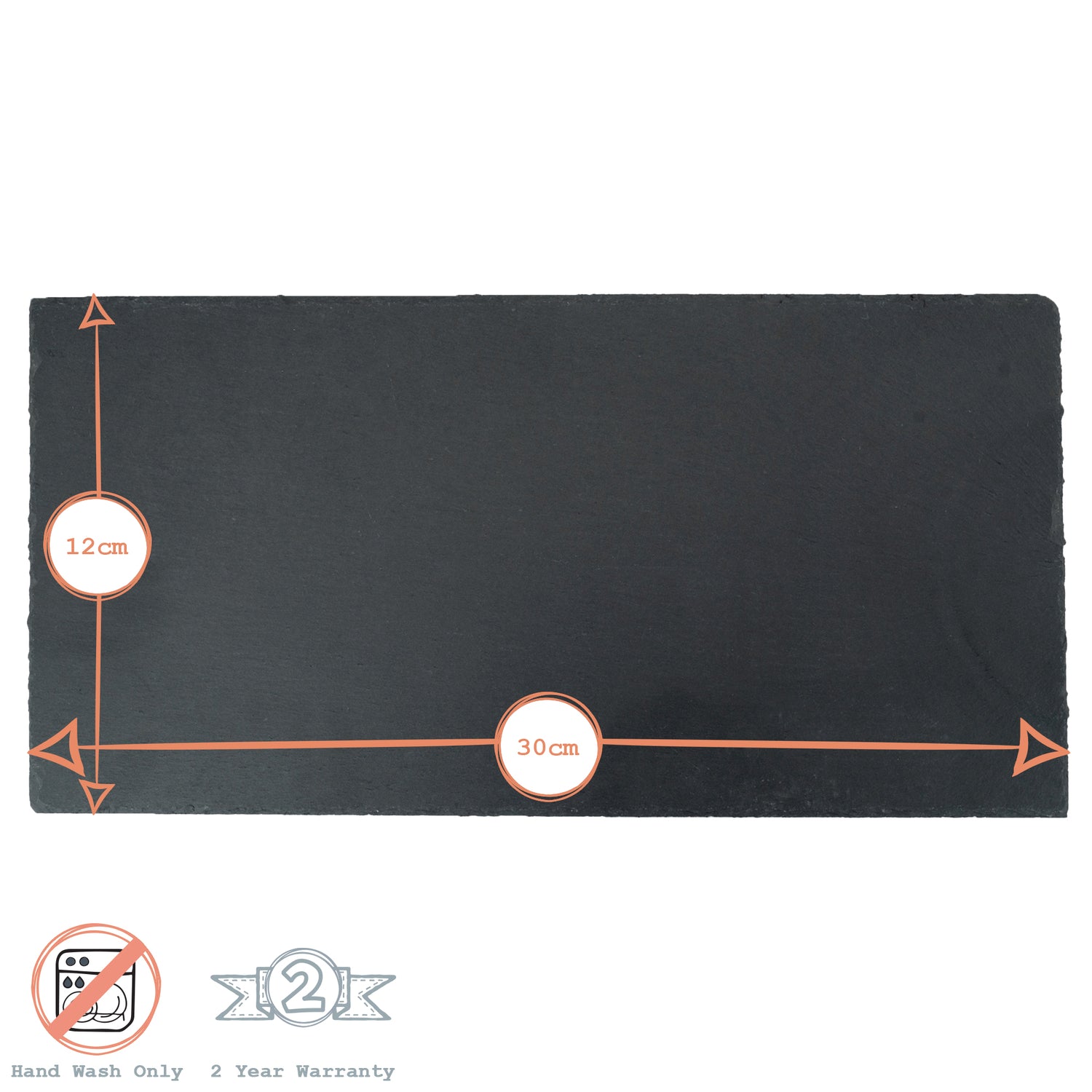 29cm x 12cm Rectangular Natural Slate Serving Plate - Pack of Two