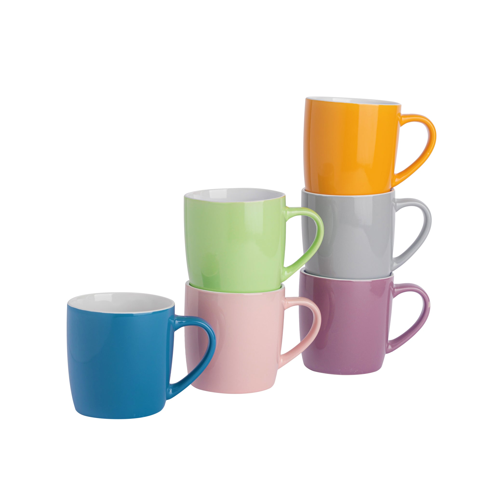 350ml Contemporary Coffee Mugs - Multicoloured - Pack of Six