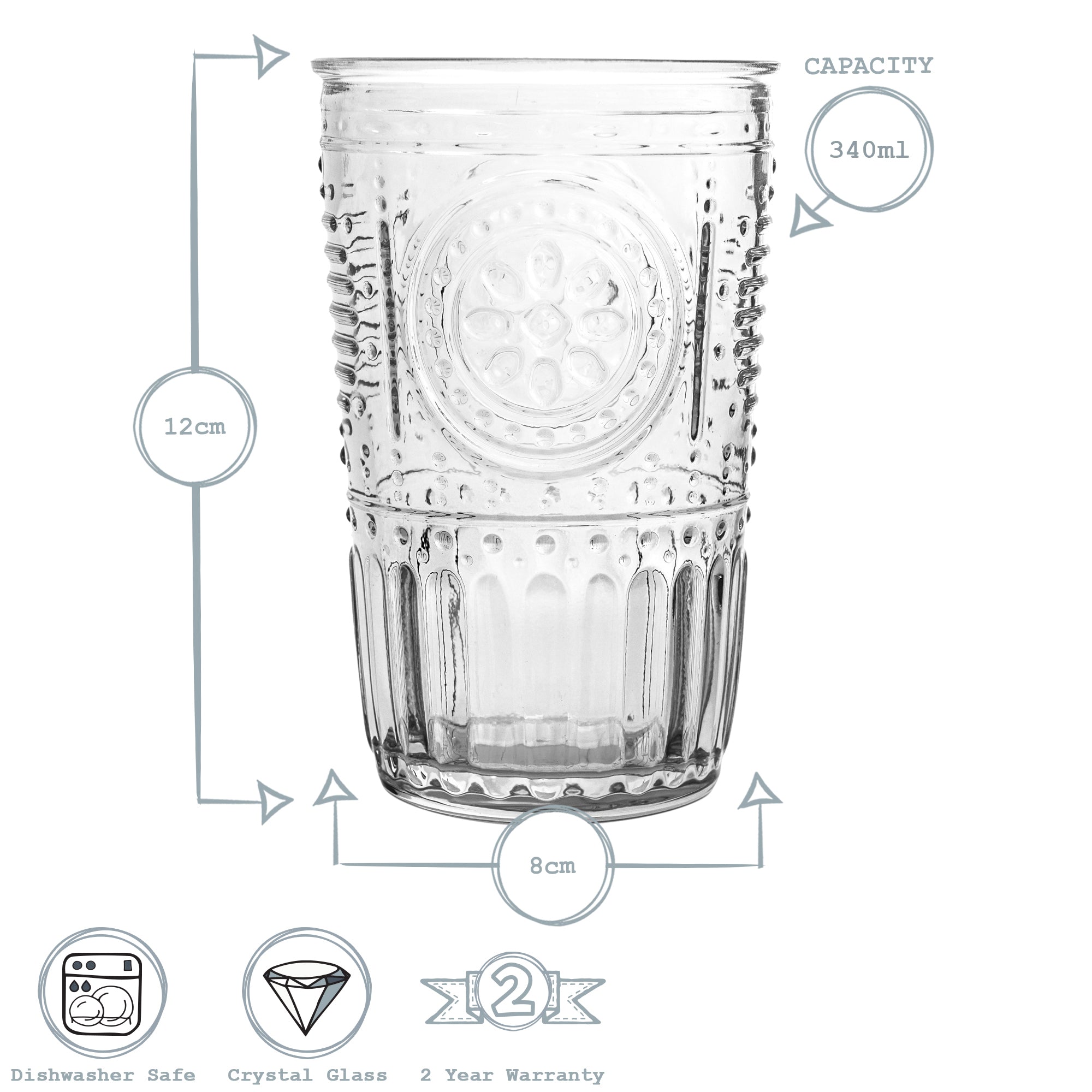 300ml Romantic Highball Glasses - Pack of Six