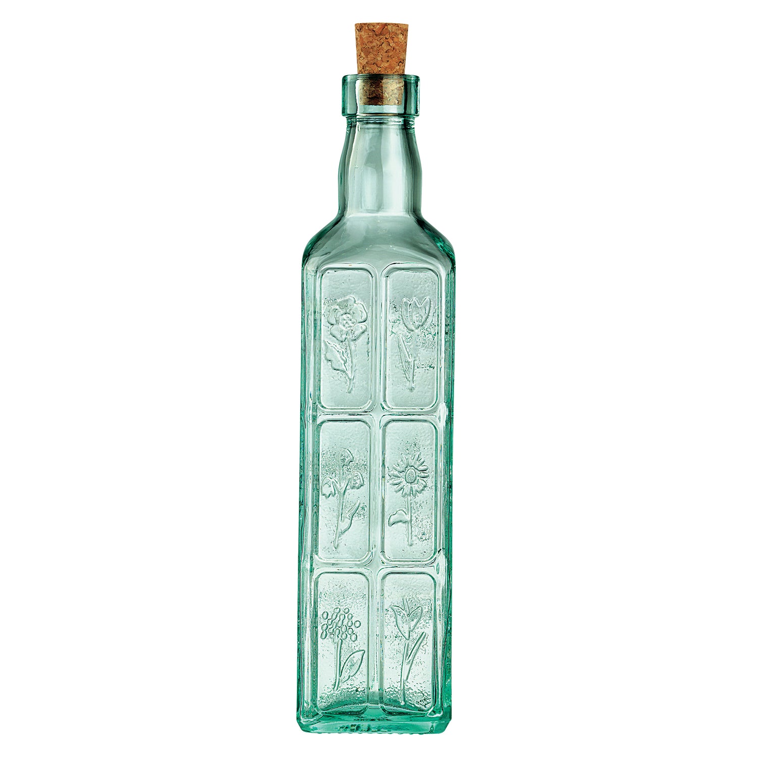Country Home Fiori Olive Oil Bottle with Cork Lid - 500ml - Green - By Bormioli Rocco