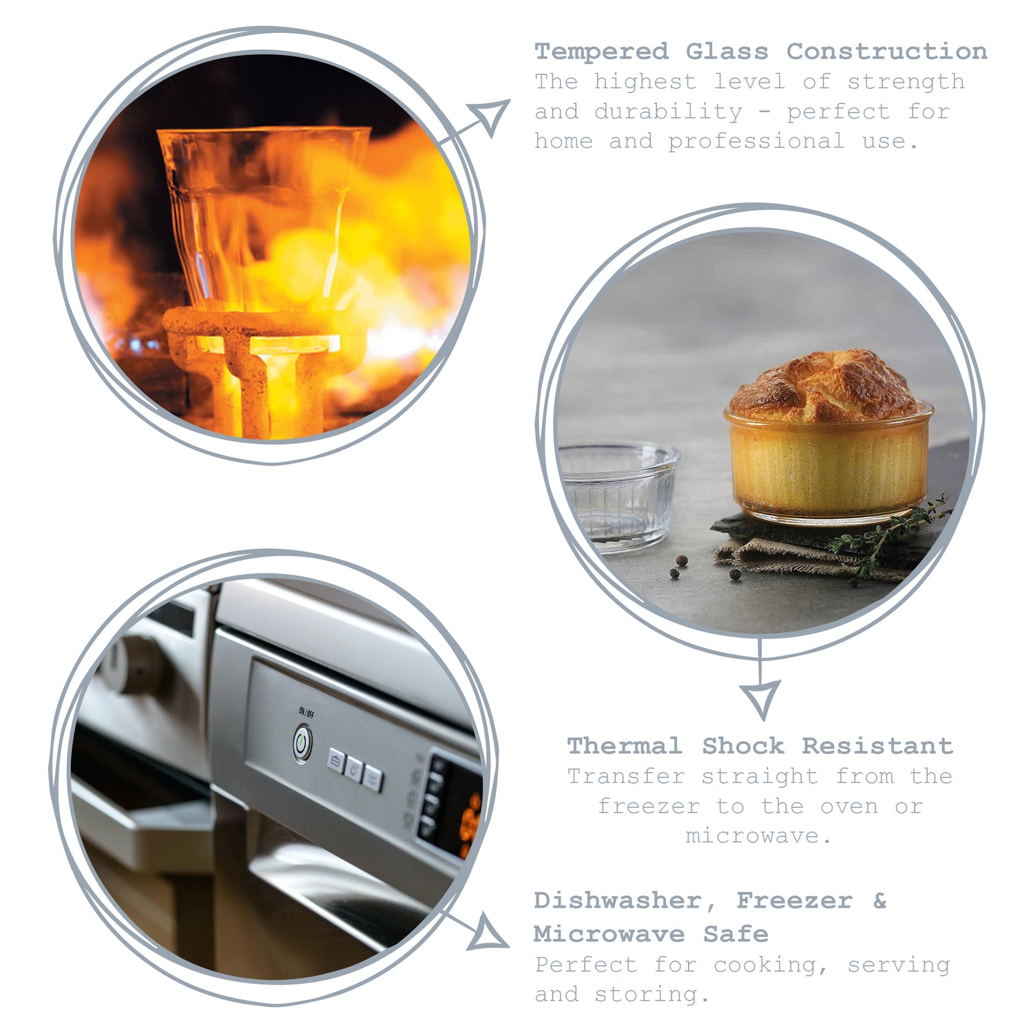 8.5cm Oven Chef Glass Ramekins - Pack of Four