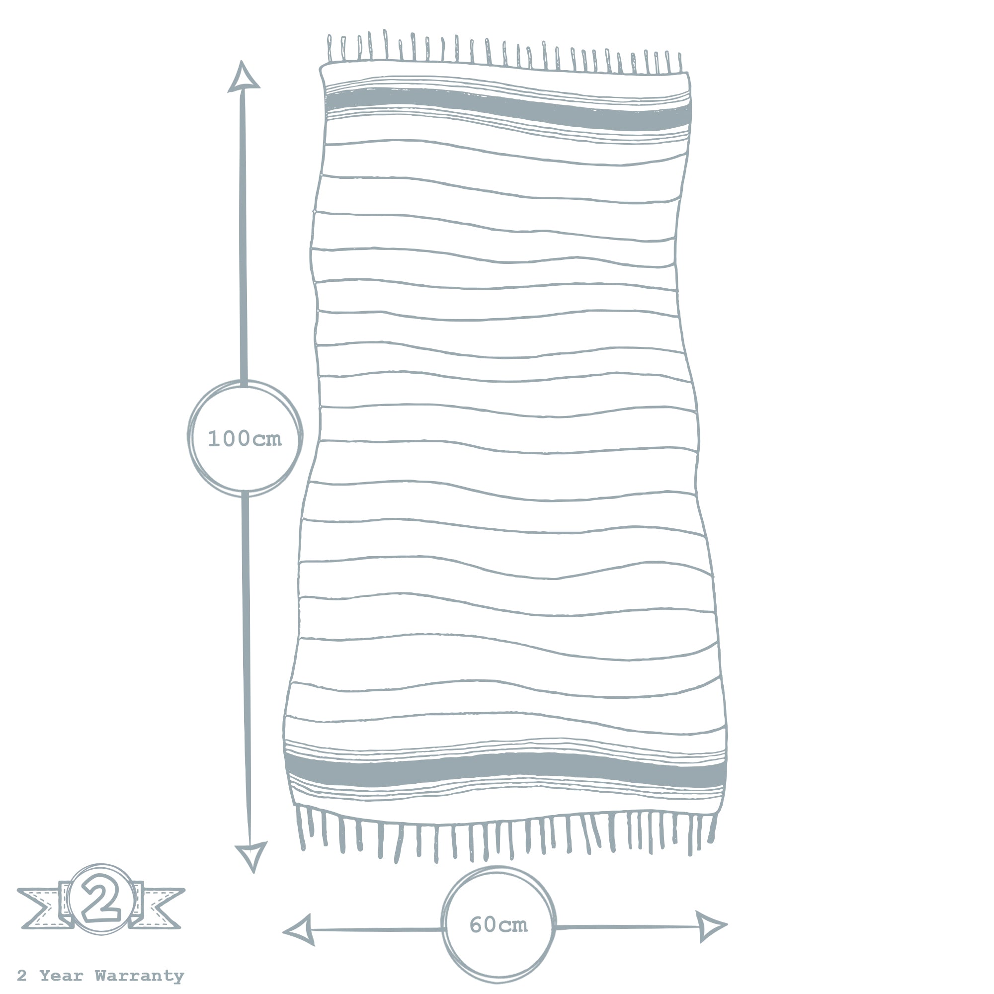 100cm x 60cm Turkish Cotton Hand Towel