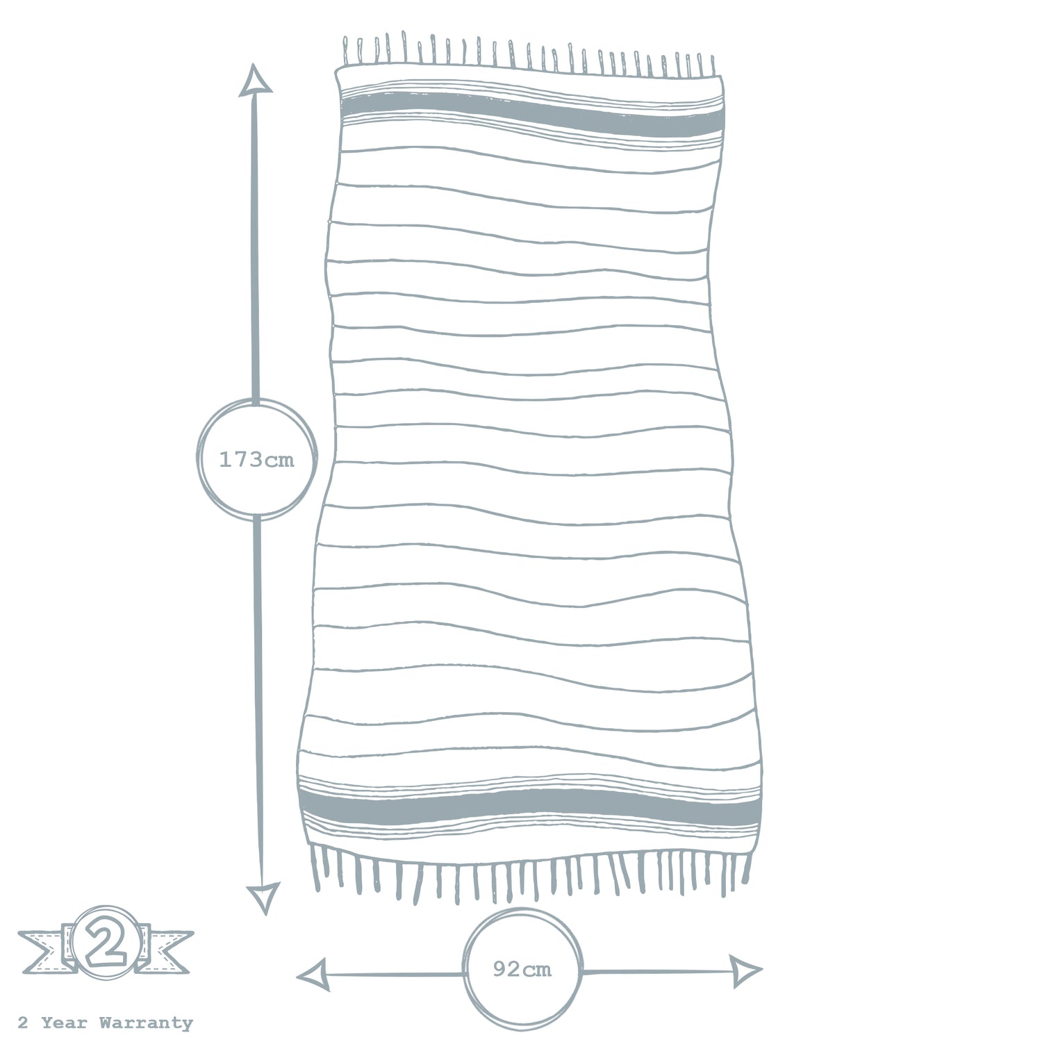 170cm x 90cm Turkish Cotton Pinstripe Bath Towel