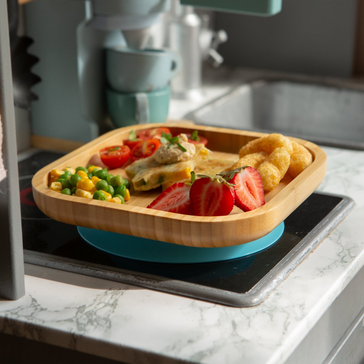 Square Open Bamboo Suction Plate