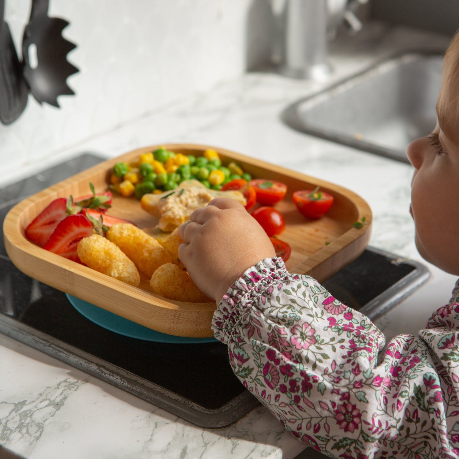 Square Open Bamboo Suction Plate