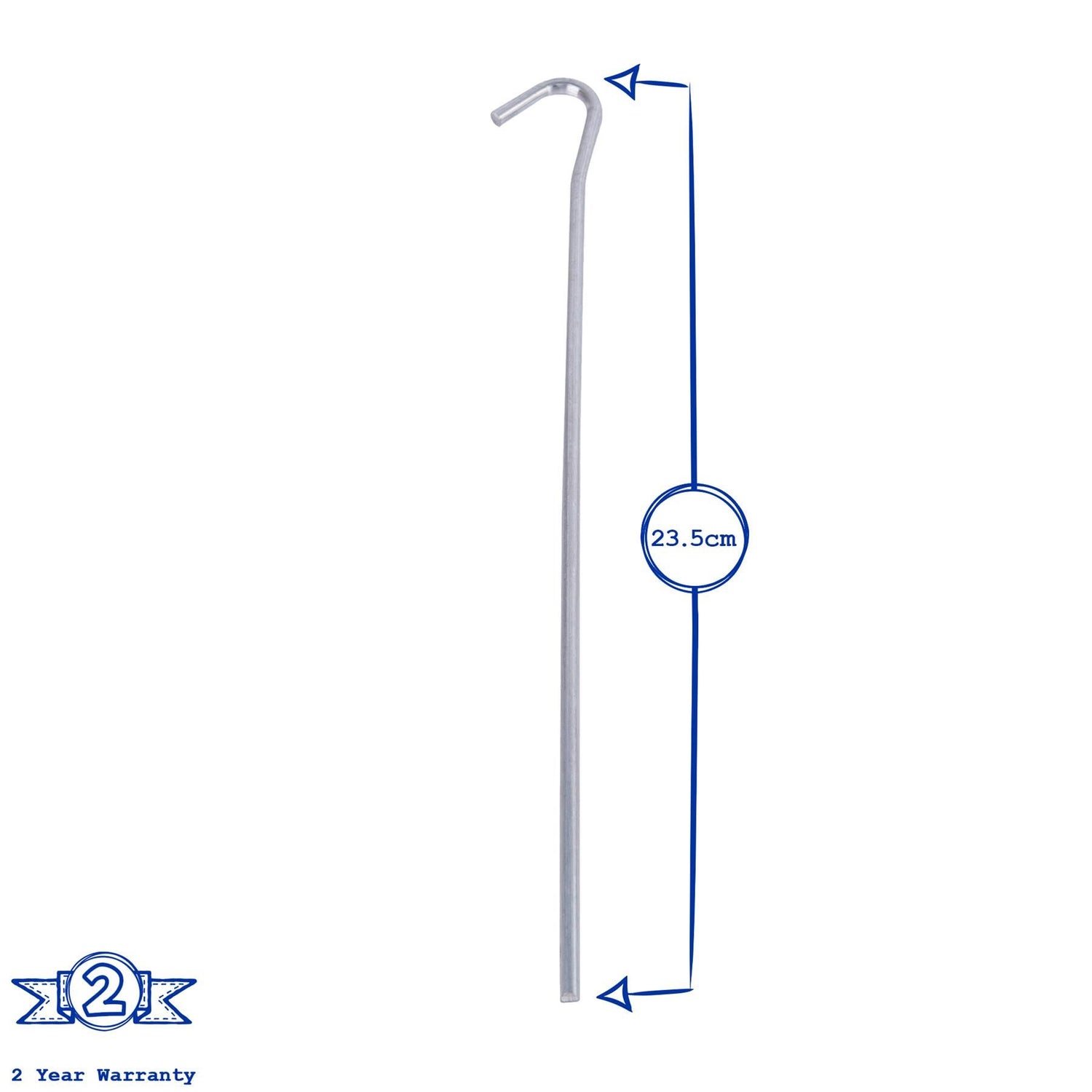 23.5cm Galvanised Metal Tent Pegs - Pack of 10