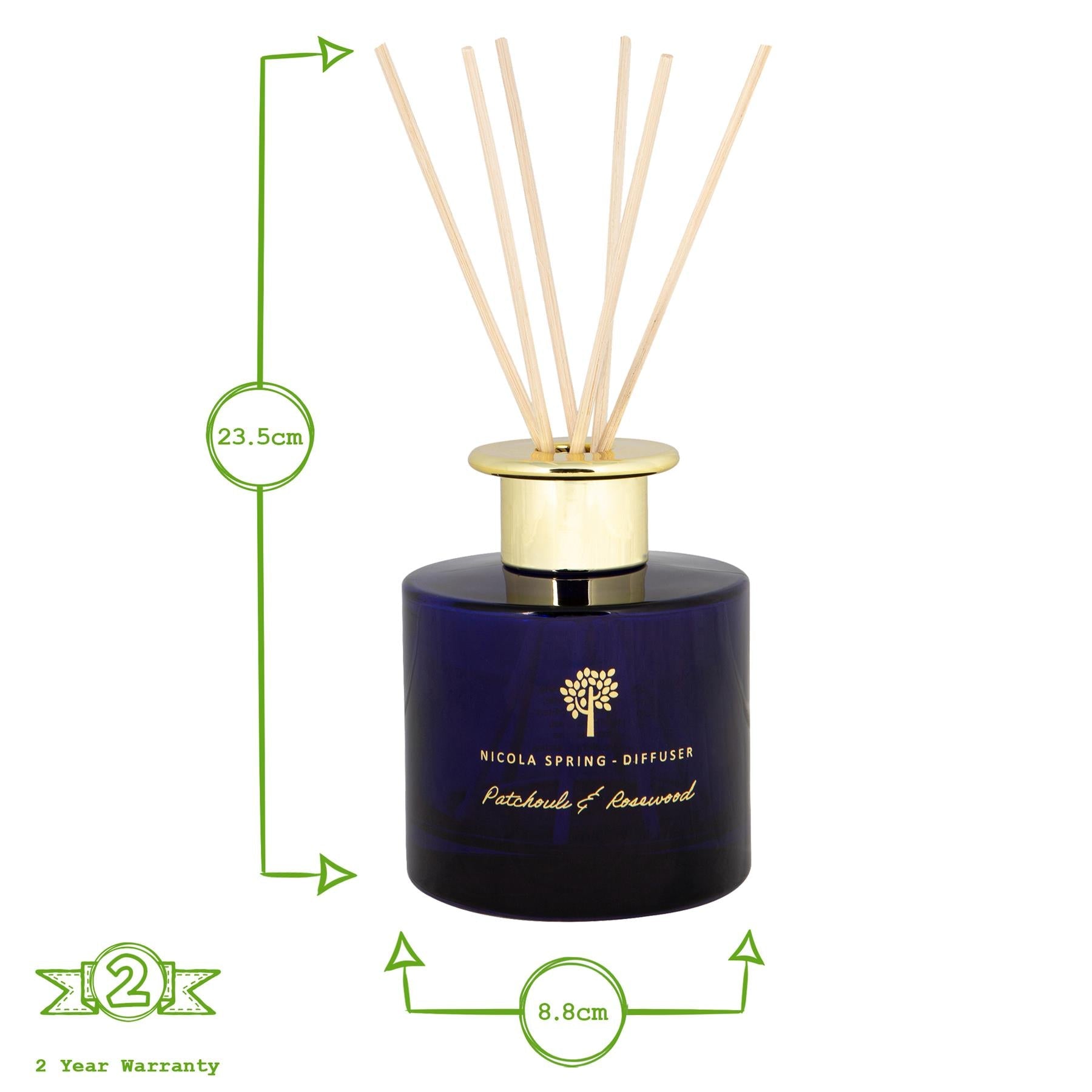 200ml Patchouli & Rosewood Scented Reed Diffuser