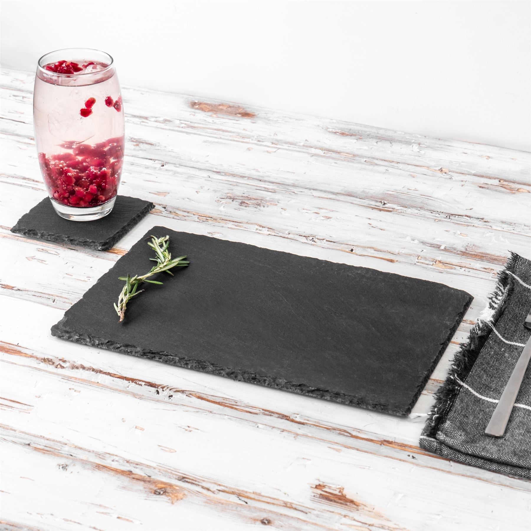 12pc Rectanglar Slate Placemat & Coaster Set