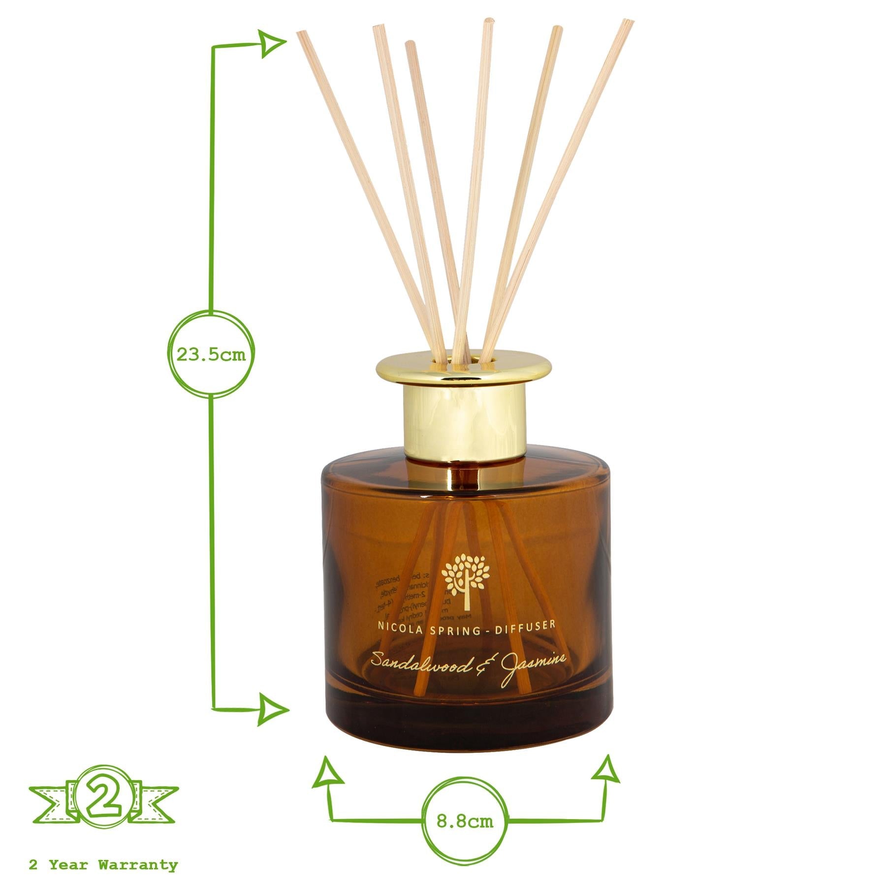 200ml Sandalwood & Jasmine Scented Reed Diffuser
