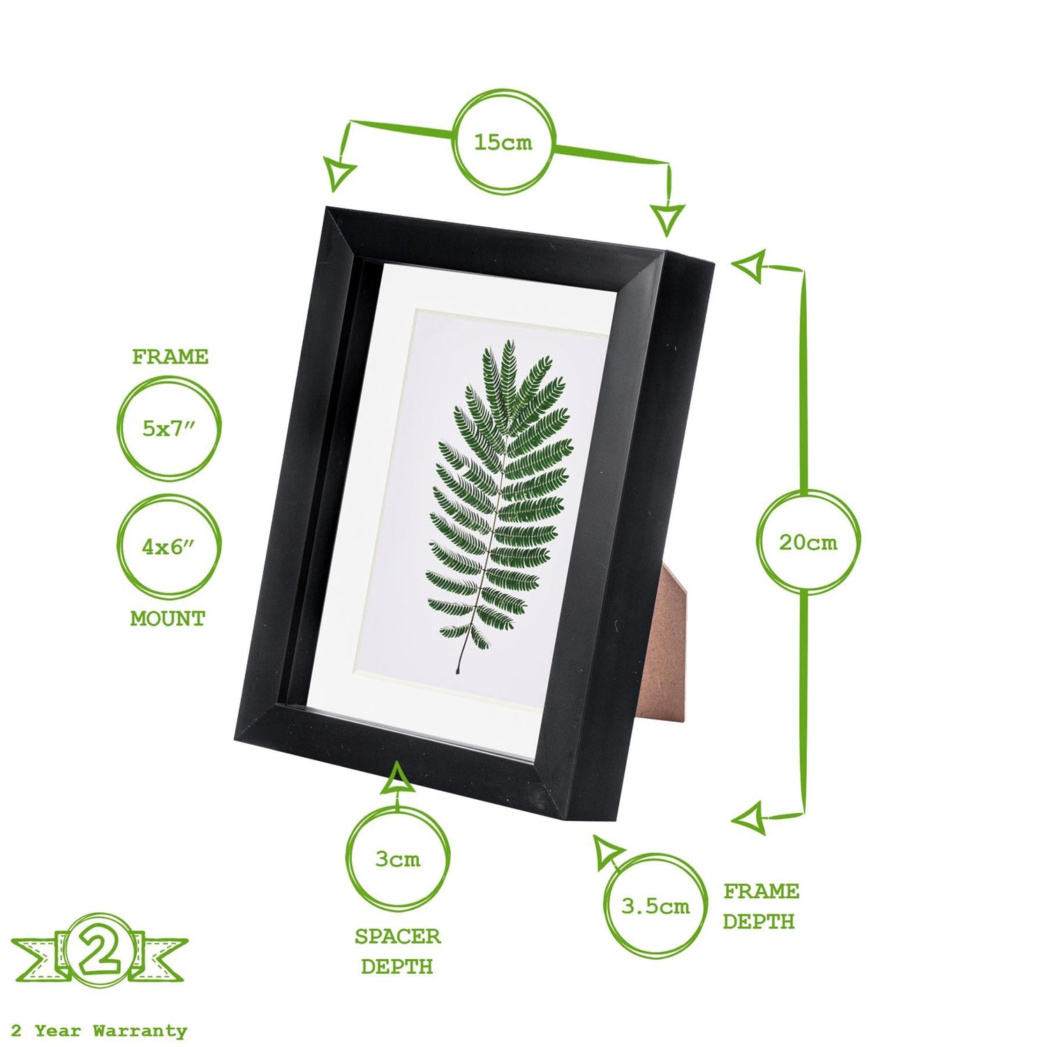 5" x 7" Black 3D Box Photo Frame with 4" x 6" Mount