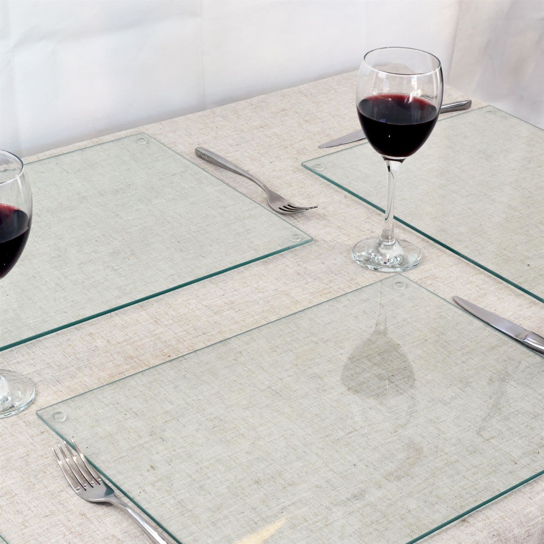 12pc 40cm x 30cm Glass Placemats & Coasters Set