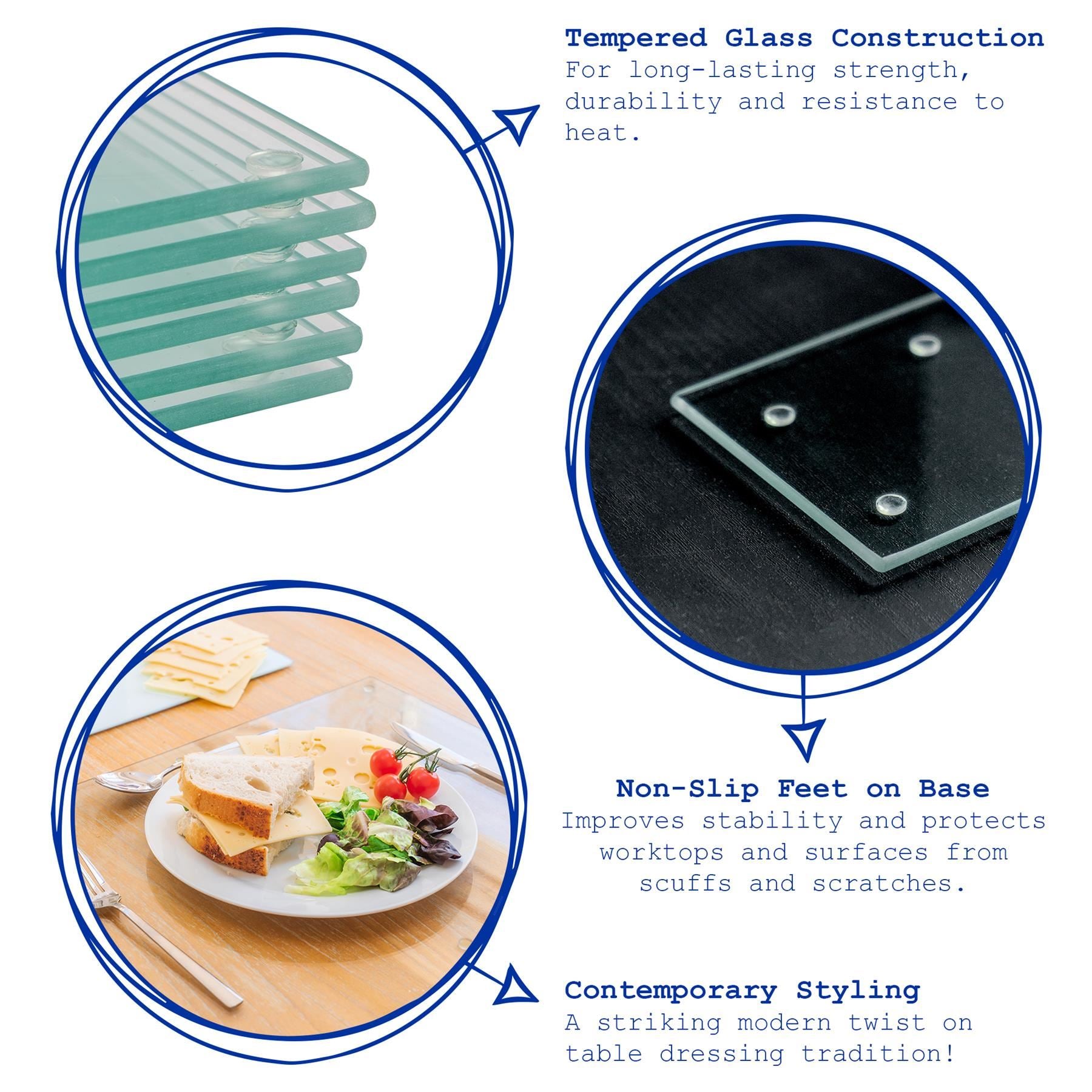 12pc 40cm x 30cm Glass Placemats & Coasters Set