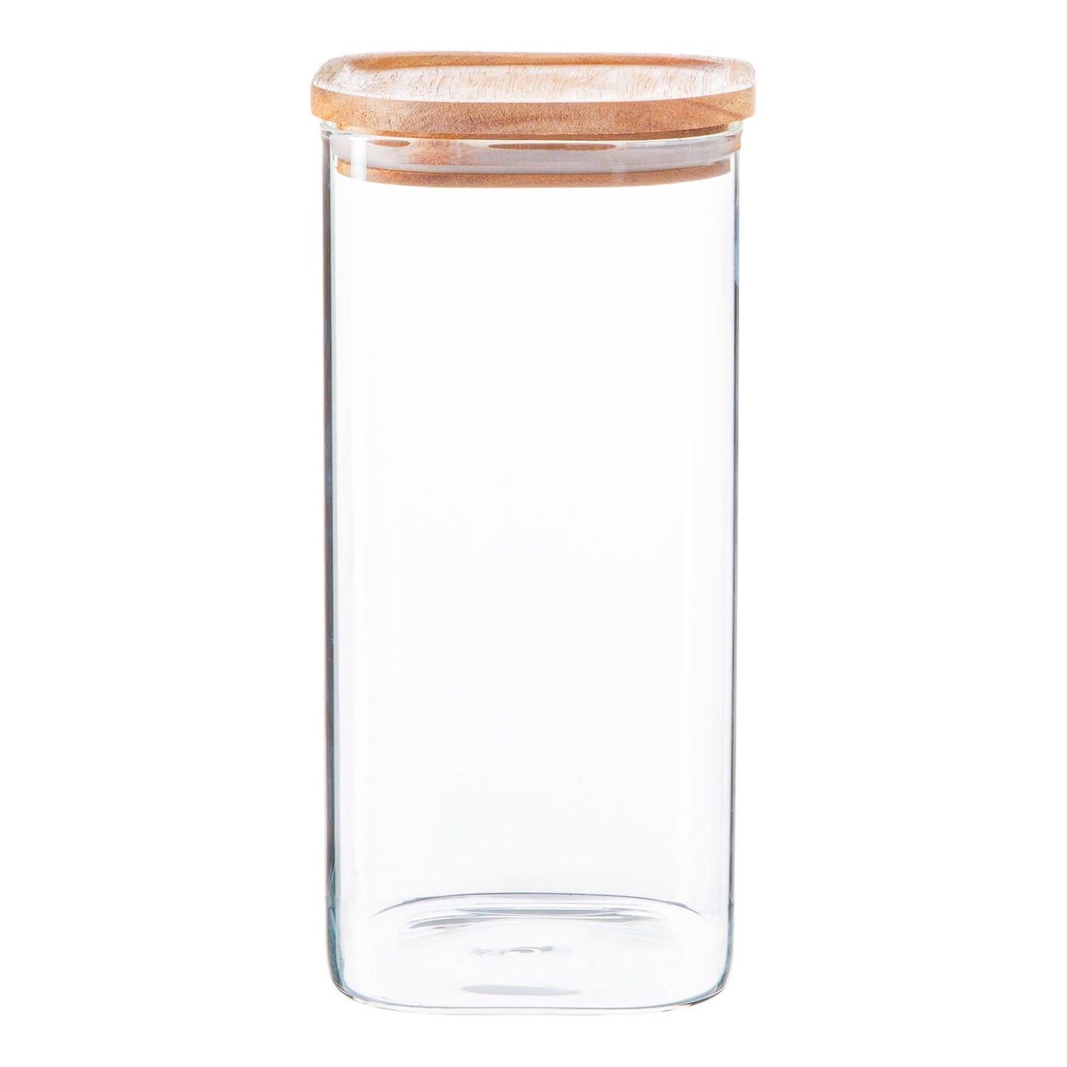 1.5L Square Glass Storage Jar with Wooden Lid - By Argon Tableware
