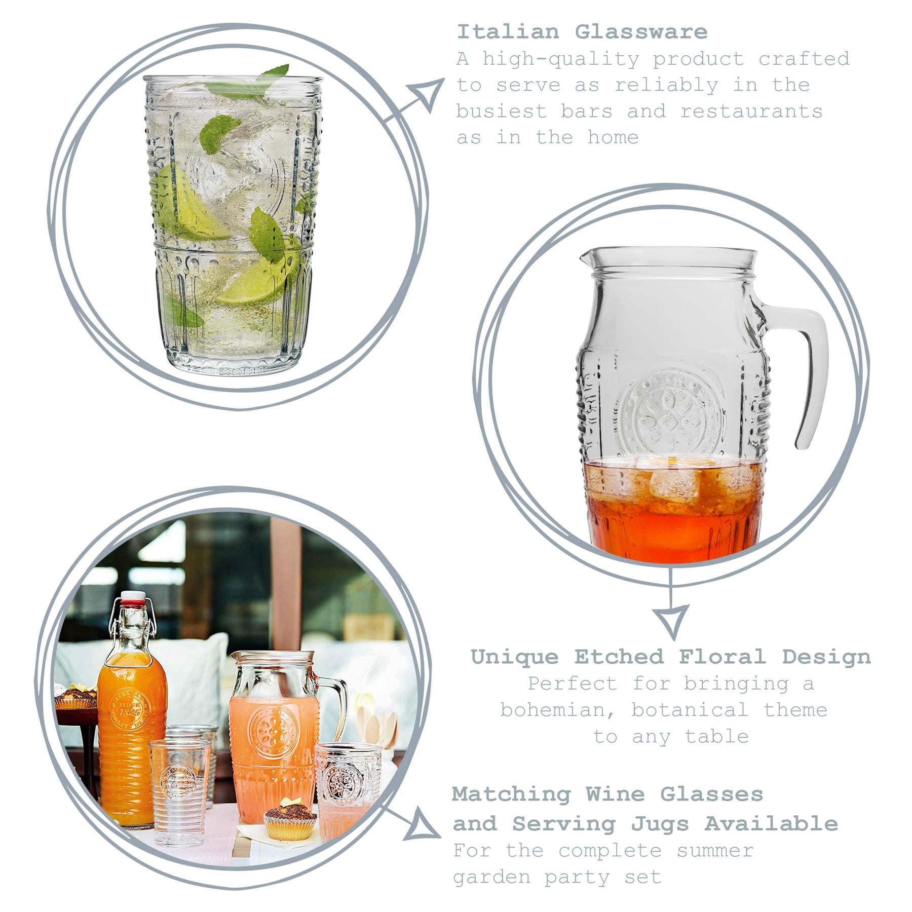 7pc Romantic Water Jug & Tumbler Glasses Set