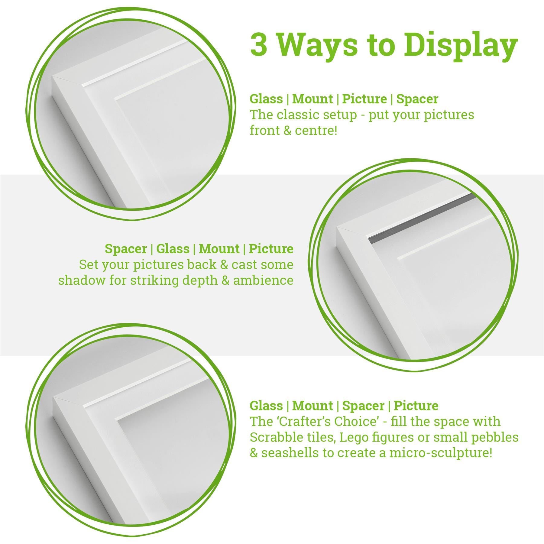 8" x 8" Black 3D Box Photo Frame with 4" x 4" Mount