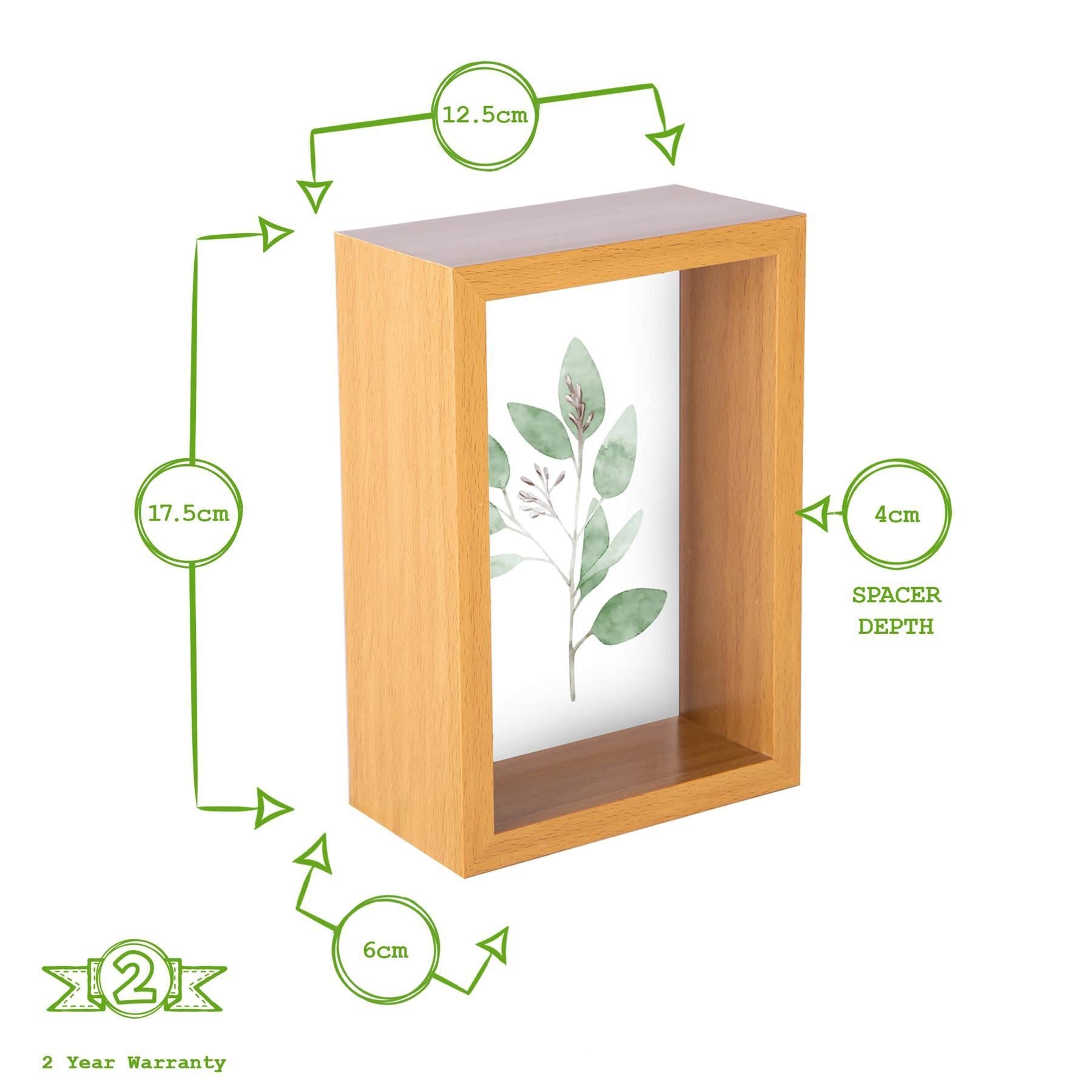 4" x 6" Medium Wood 3D Deep Box Photo Frame