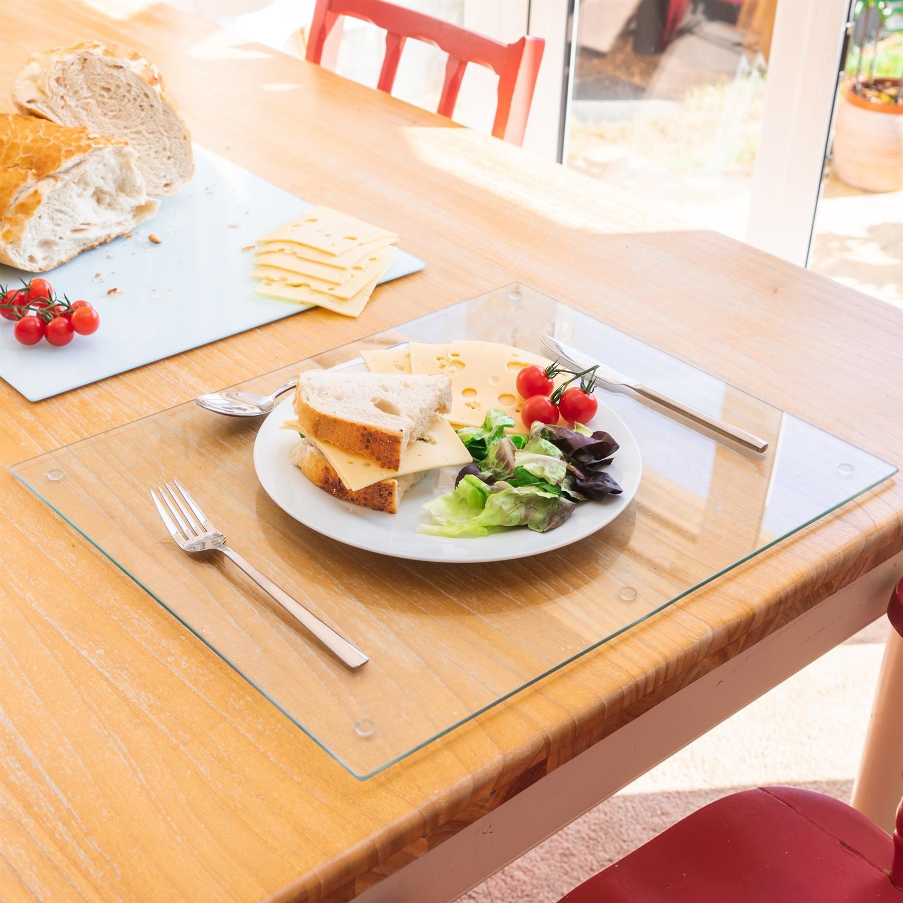 12pc 50cm x 40cm Glass Placemats & Coasters Set