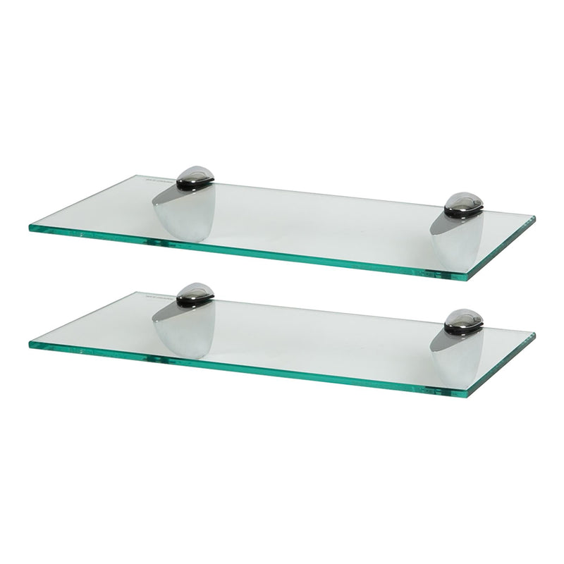 Floating Glass Bathroom Shelves - 40cm - Pack of 2 - By Harbour Housewares