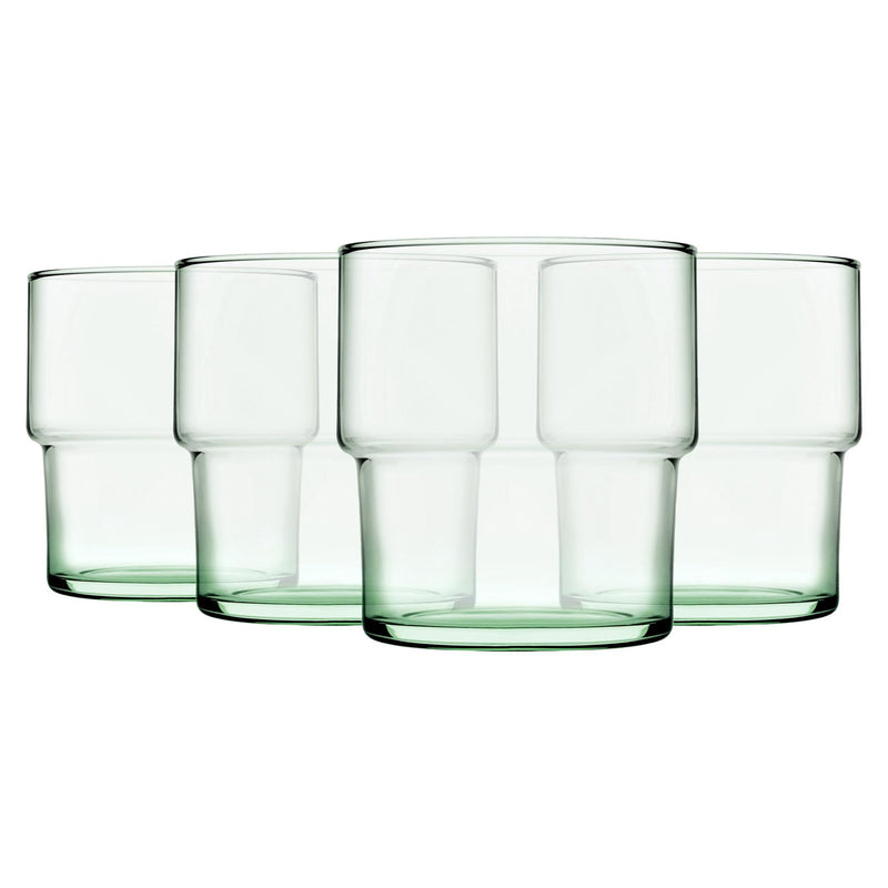 300ml Aware Hill Recycled Glass Stacking Tumblers - Green - Pack of 4 - By Pasabahce