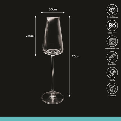 240ml Dulwich Crystal Champagne Flutes - Pack of Six