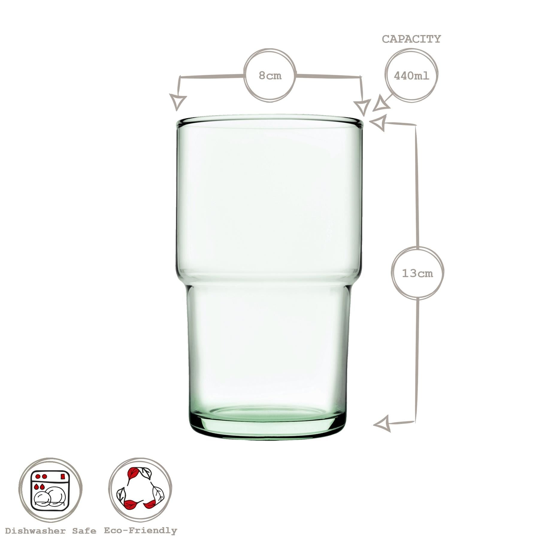 440ml Aware Hill Recycled Stacking Highball Glasses - Green - Pack of 4