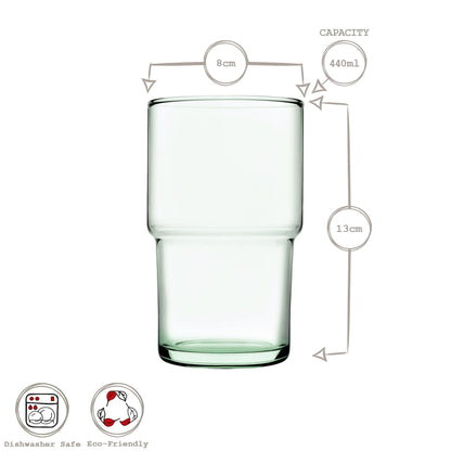 440ml Aware Hill Recycled Stacking Highball Glasses - Green - Pack of 4