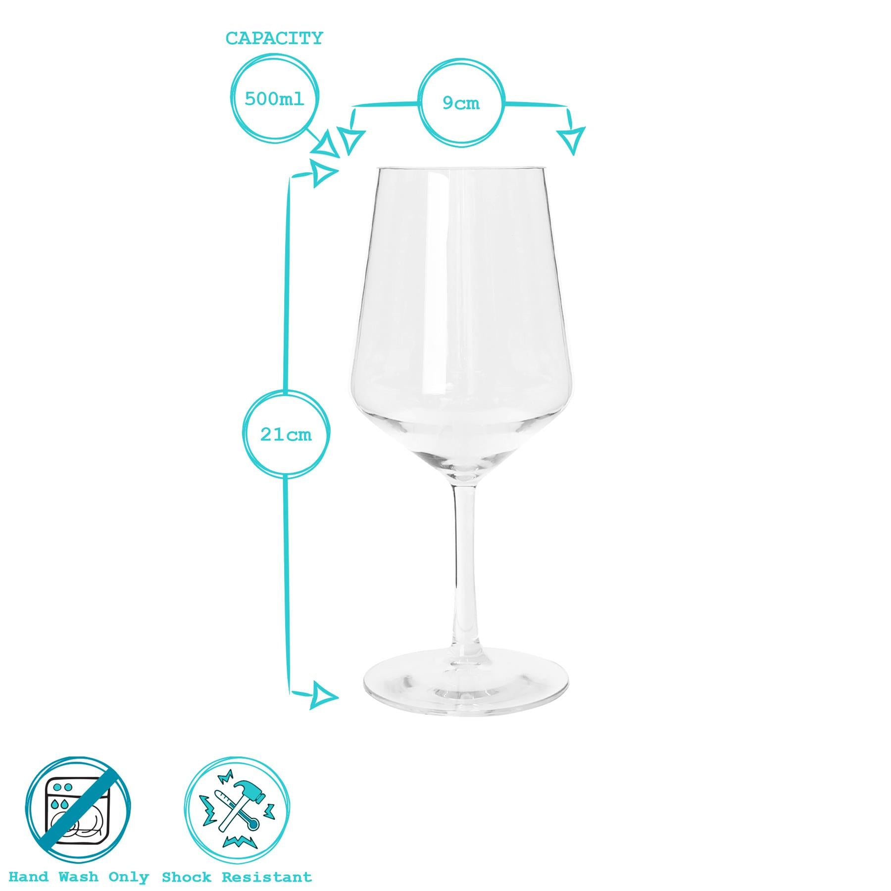 500ml Reusable Plastic Wine Glasses - Pack of 6