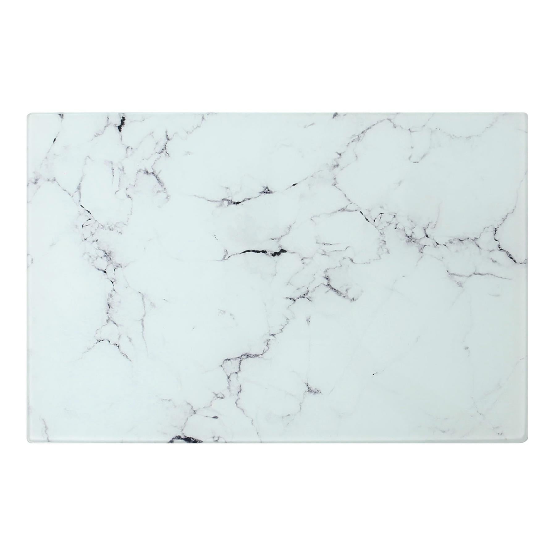 12pc Rectangle Glass Placemats &amp; Square Coasters Set - 40cm x 30cm - Marble