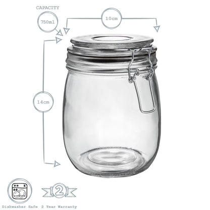 750ml Classic Glass Storage Jars - Pack of 3