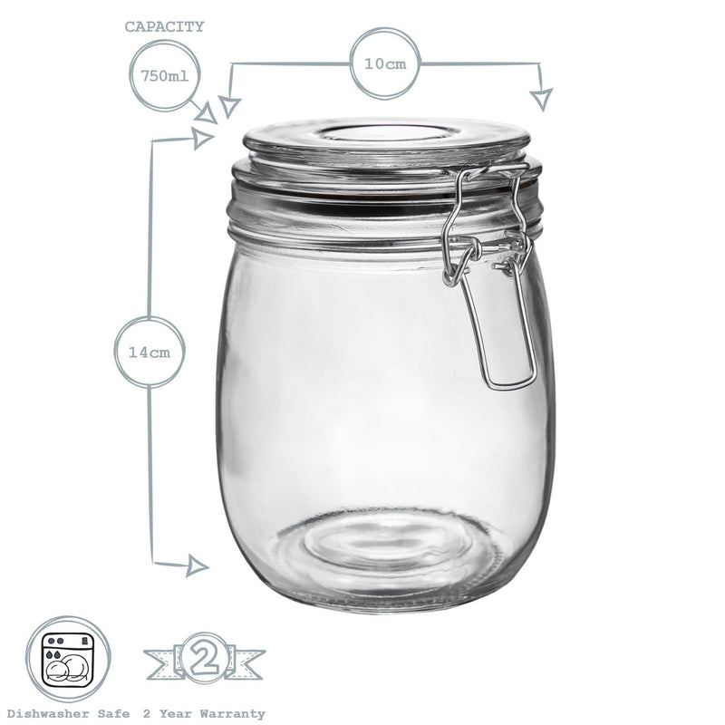 750ml Classic Glass Storage Jars - Pack of 3 - By Argon Tableware
