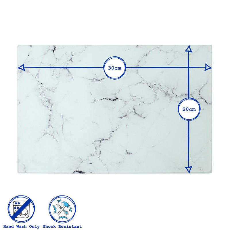 Rectangle Glass Placemats - 30cm x 20cm - Marble - Pack of 6 - By Harbour Housewares