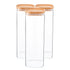 2.2L Square Glass Storage Jars with Wooden Lid - Pack of 3 - By Argon Tableware