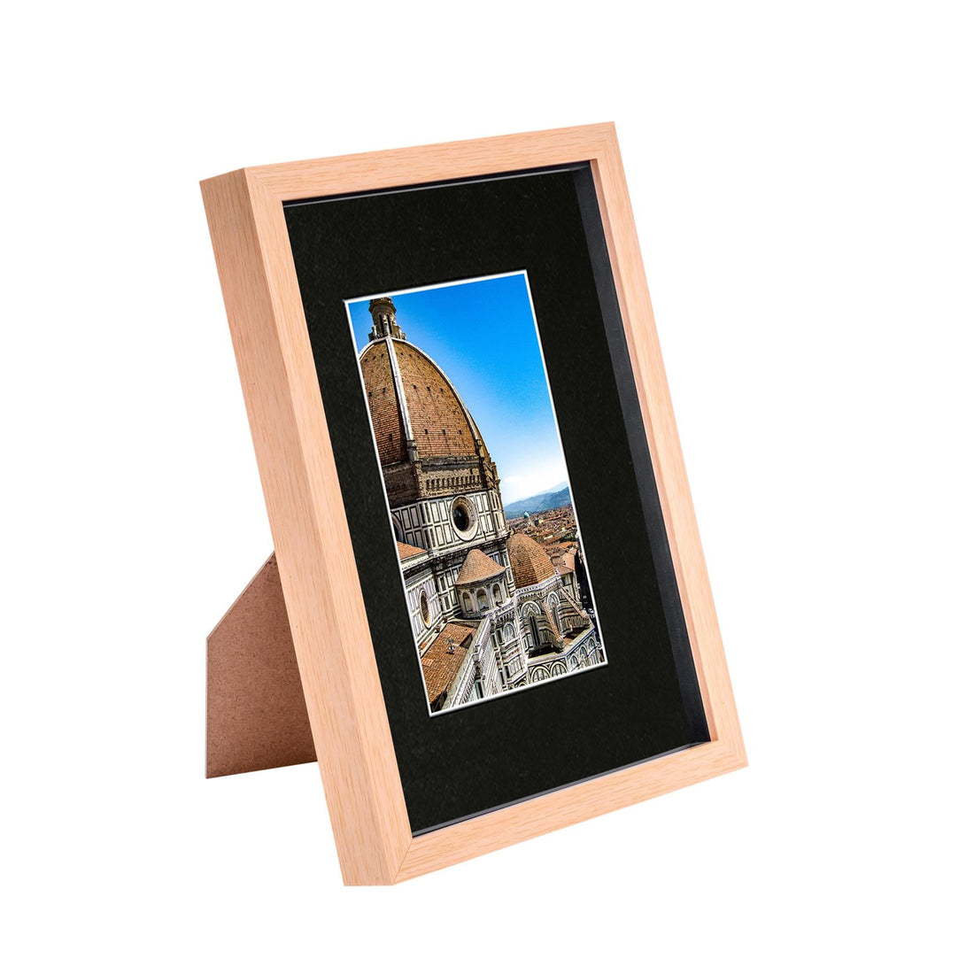 Light Wood A4 (8" x 12") Shadow Box Photo Frame with A5 Black Mount