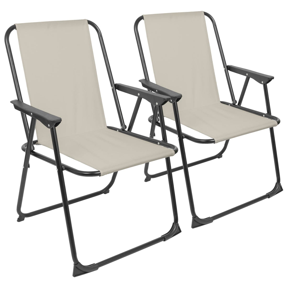 Beige Folding Metal Beach Chairs - Pack of 2