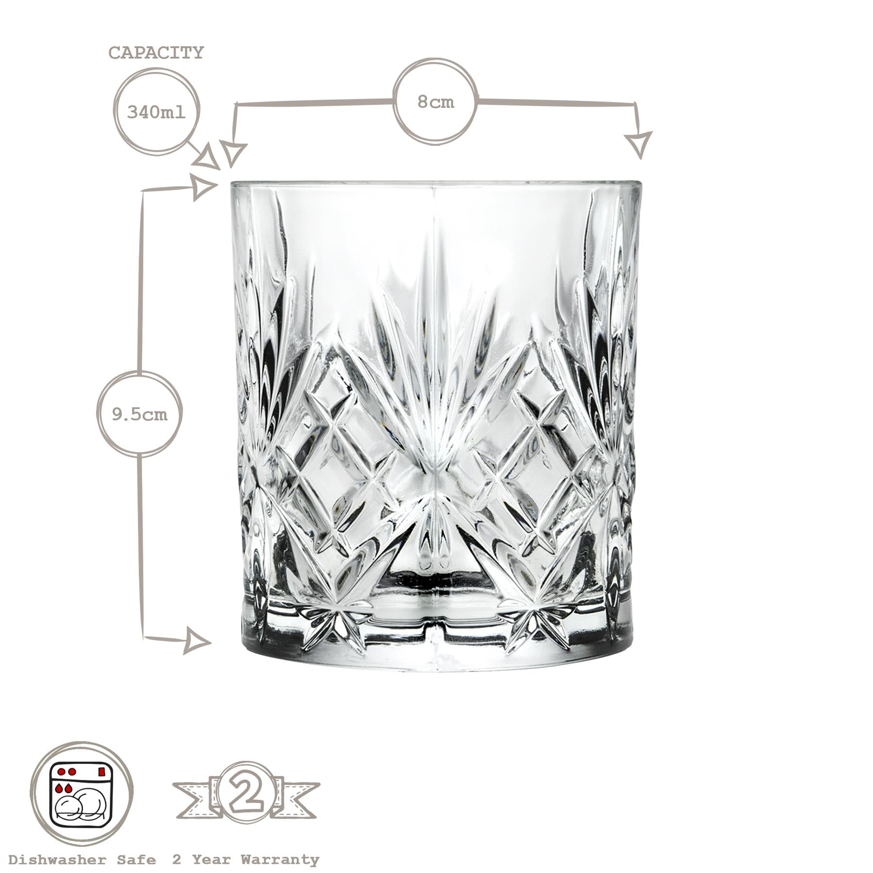 340ml Melodia Whisky Glasses - Pack of 6