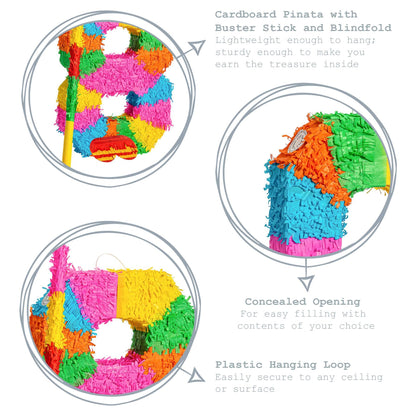 Number 8 Pop-Out Pinata with Stick &amp; Blindfold - Multi Stick