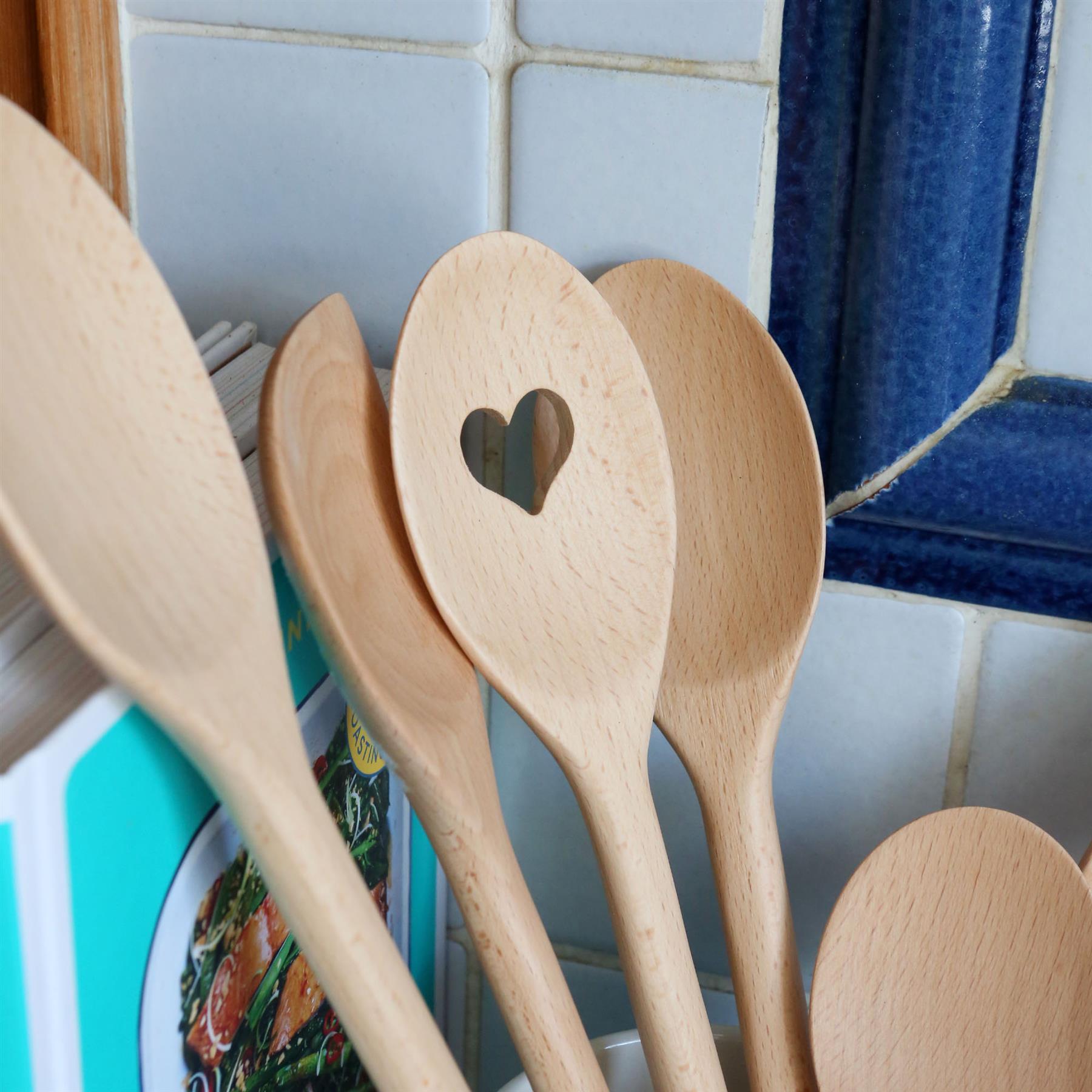 6pc Wooden Cooking Spoon Set - 20-35cm