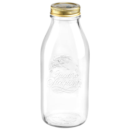 1L Quattro Stagioni Glass Bottles with Screw Top Lid - Pack of Three