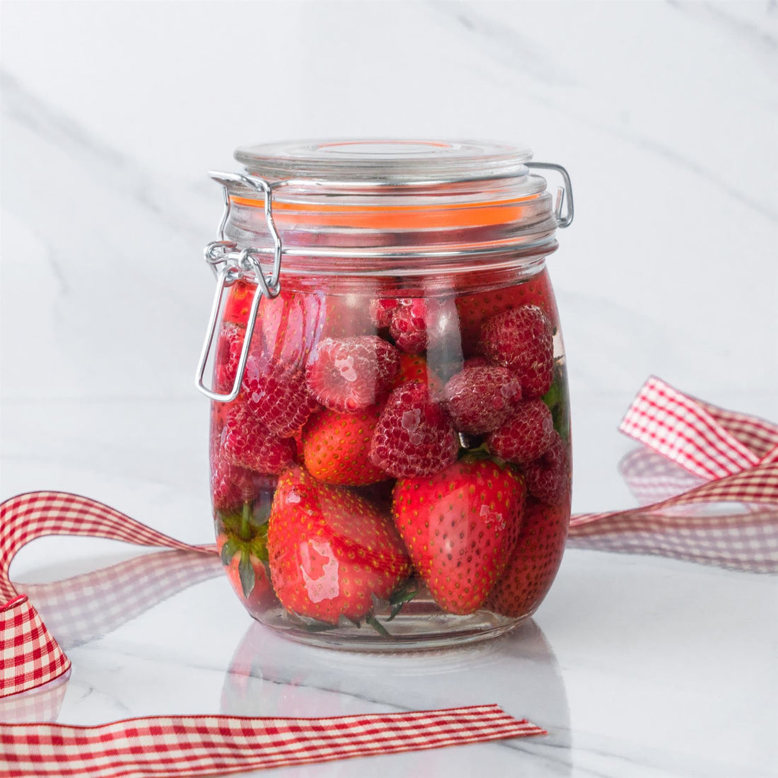 750ml Classic Clip-Top Glass Storage Jars with Orange Seals - Pack of 3