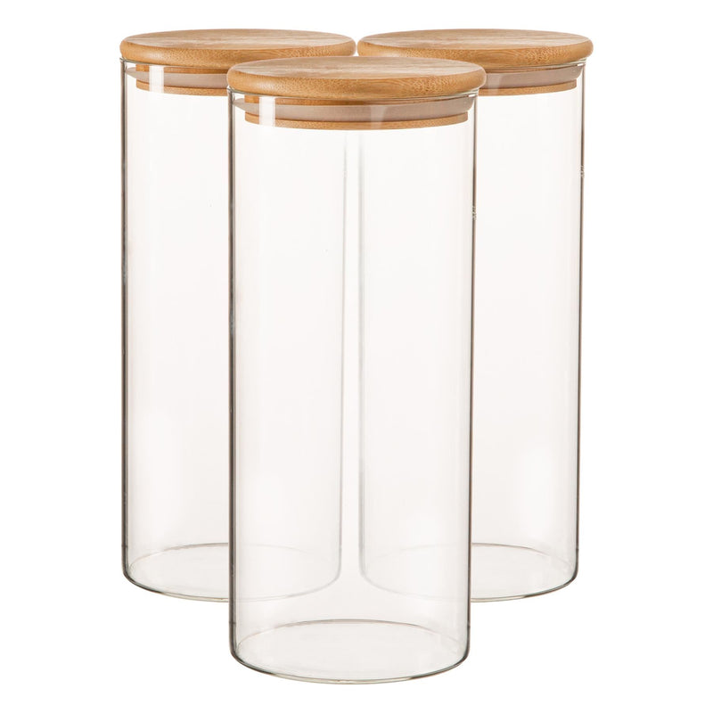 1.5L Wooden Lid Storage Jars - Pack of 3 - By Argon Tableware