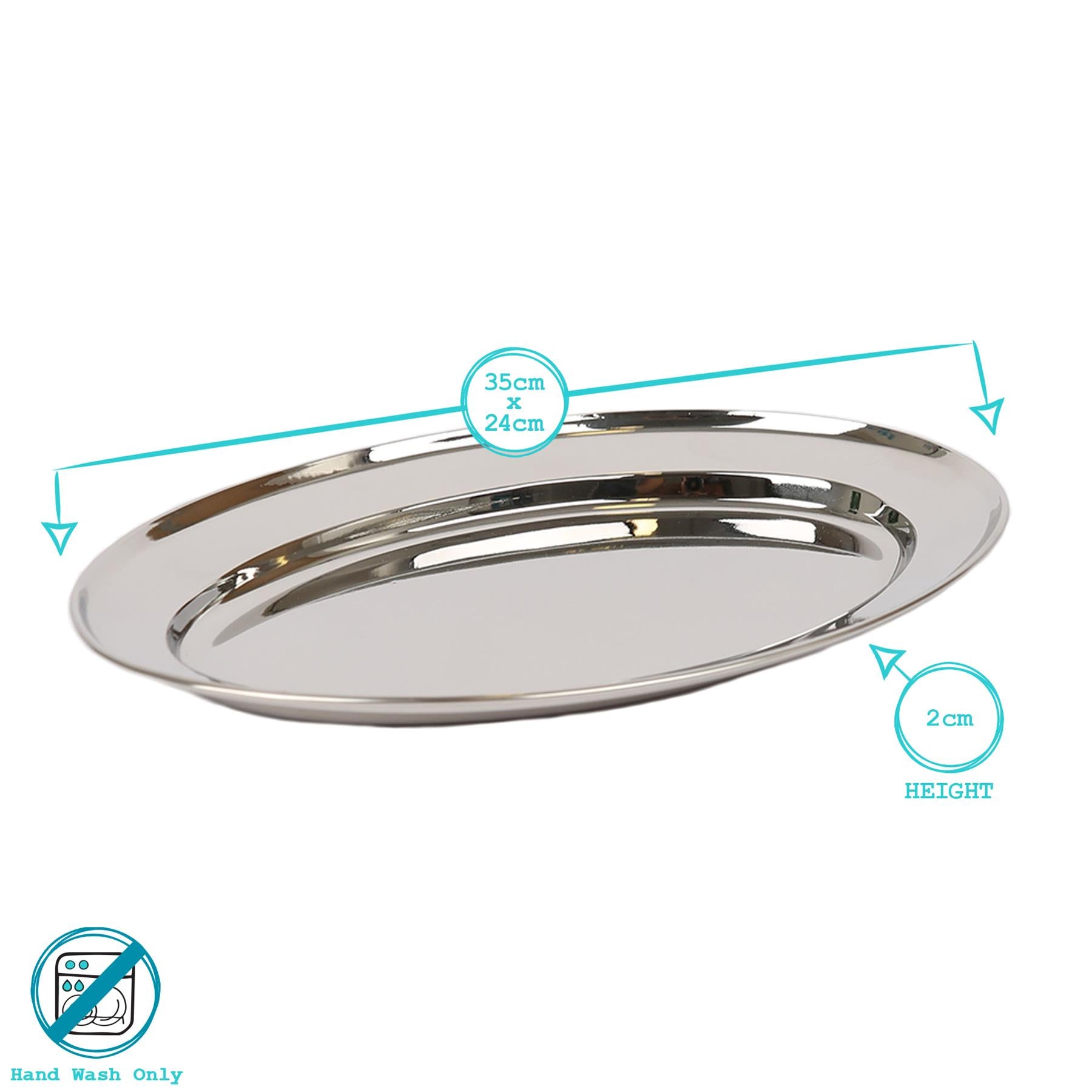 35cm x 24cm Oval Stainless Steel Serving Platter